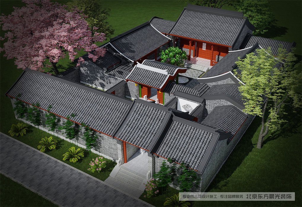 農(nóng)村小型古建四合院效果圖